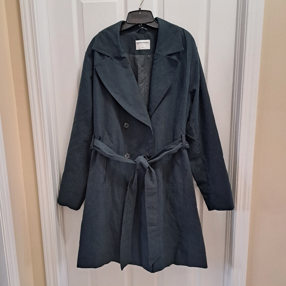 Women's Trench Coat Amazon Essentials Size XXL Blue Water Resistant Classic - Picture 2 of 10
